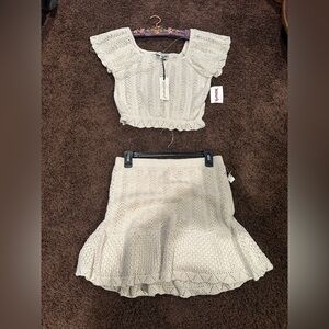 Freshman 1996 Cream Knit Top & Skirt